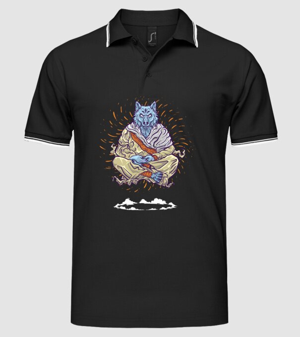 Lup Călugăr model negru pe tricou