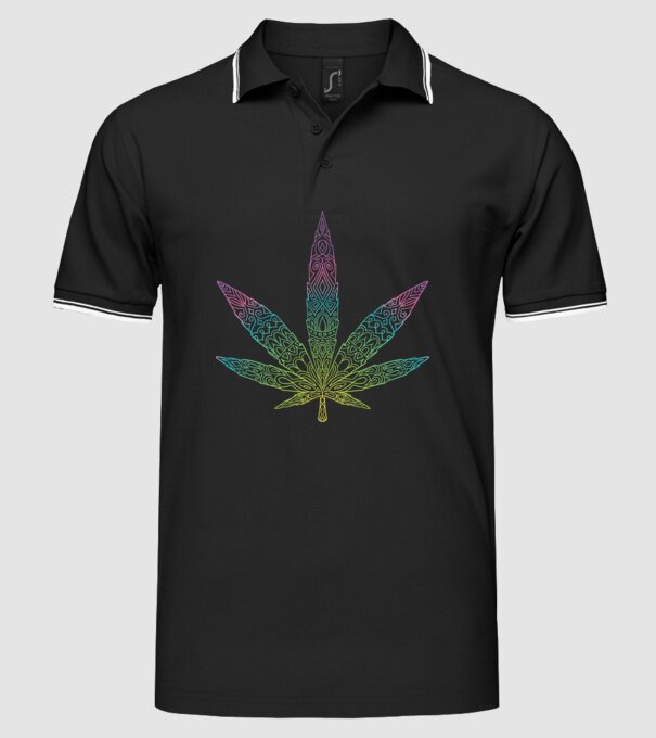 Frunză colorată de marijuana model negru pe tricou