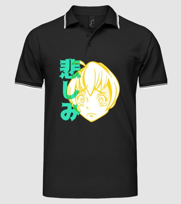 fată tristă Anime model negru pe tricou