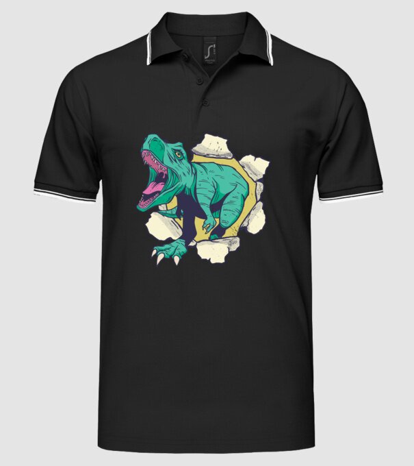 T-rex 3D model negru pe tricou