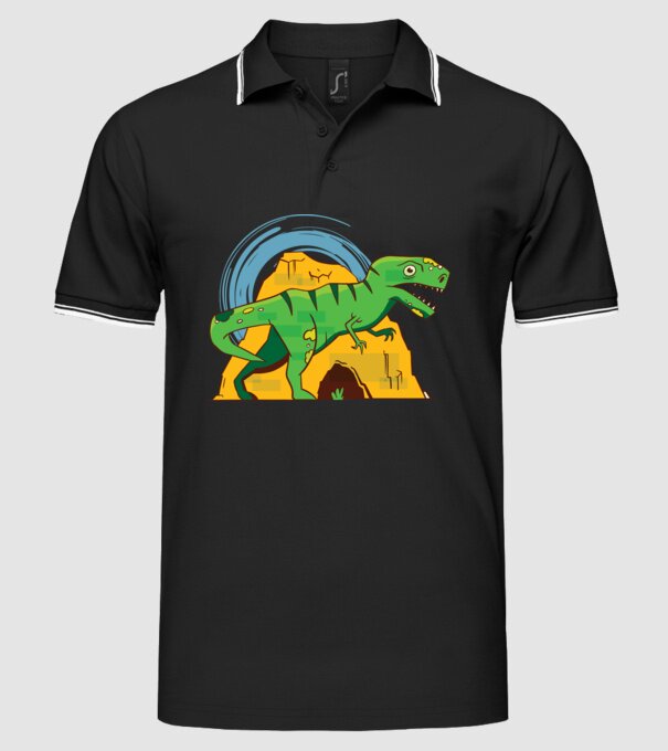 Dinozaur T-rex model negru pe tricou