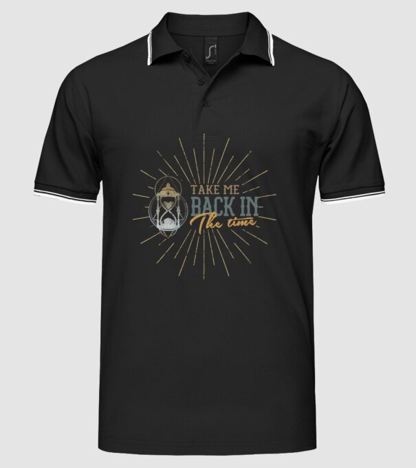 Take me back in the time model negru pe tricou