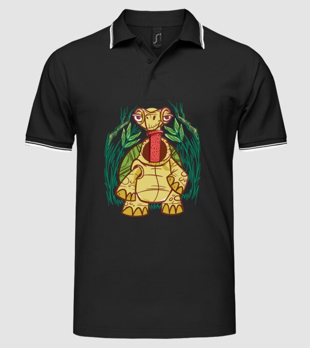 Gât Broască țestoasă model negru pe tricou