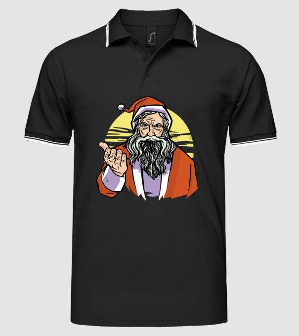 Moș Crăciun model negru pe tricou