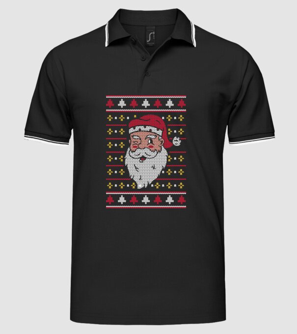 Moș Crăciun pulover urât model negru pe tricou