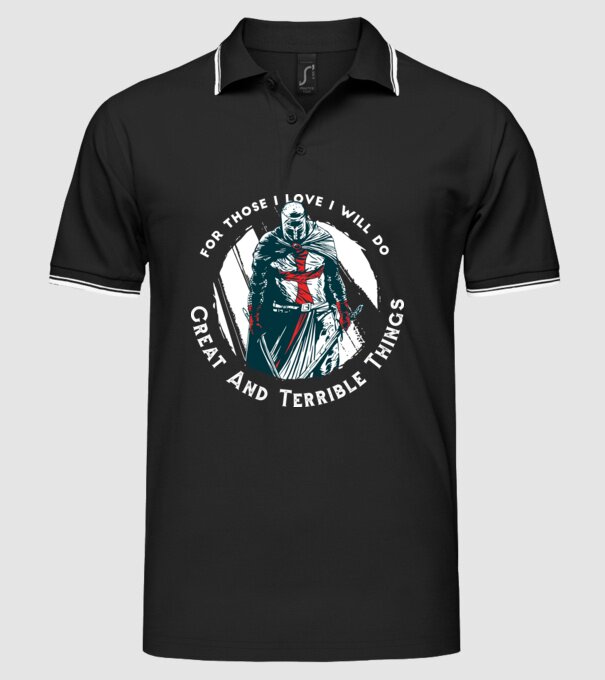Cavaler Templier model negru pe tricou