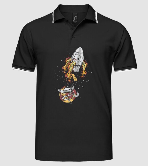 Tesla în spațiu model negru pe tricou