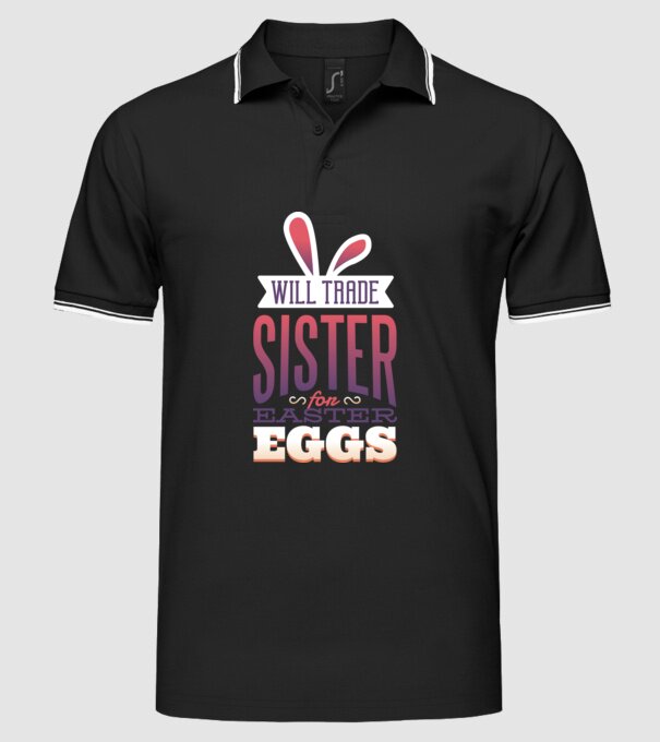O schimb pe sora mea pe un ou de Paște model negru pe tricou