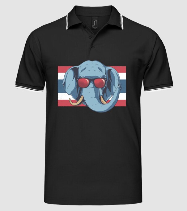 Thailanda Elefant tricou model negru pe tricou