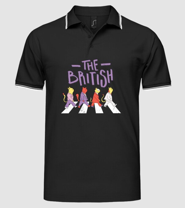 The British Pisicuțe model negru pe tricou