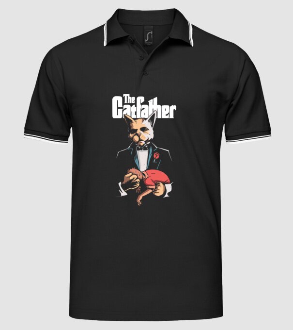 The Catfather model negru pe tricou