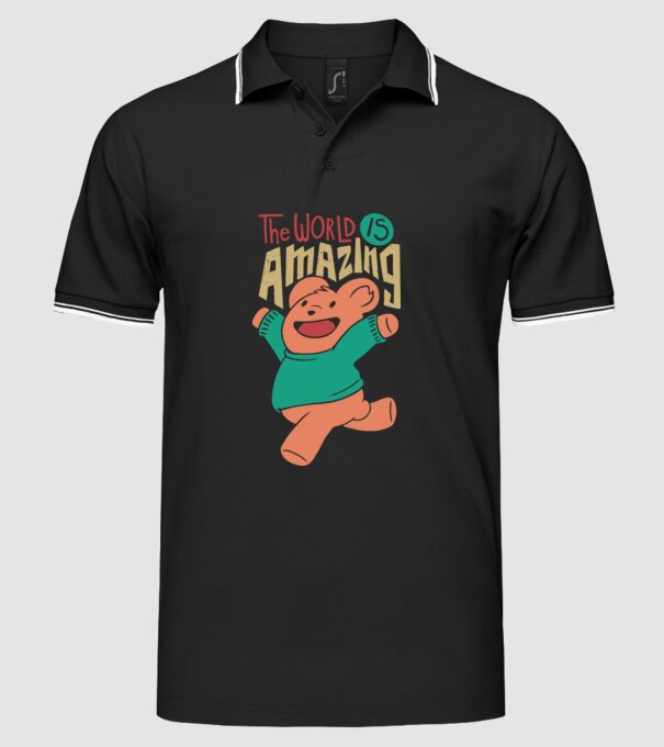 The world is amazing ursuleț Teddy model negru pe tricou