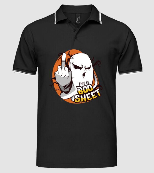 This is Boo Sheet Halloween model negru pe tricou