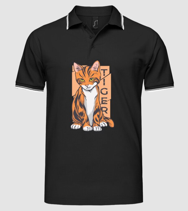 Pisică Tigru model negru pe tricou