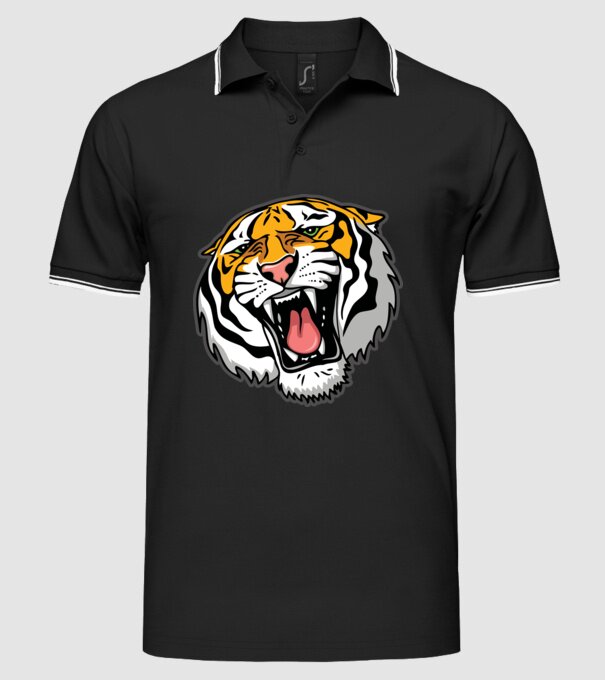 Tricou cu cap de tigru model negru pe tricou