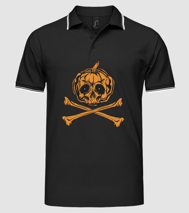 Dovleac craniu Halloween model negru pe tricou