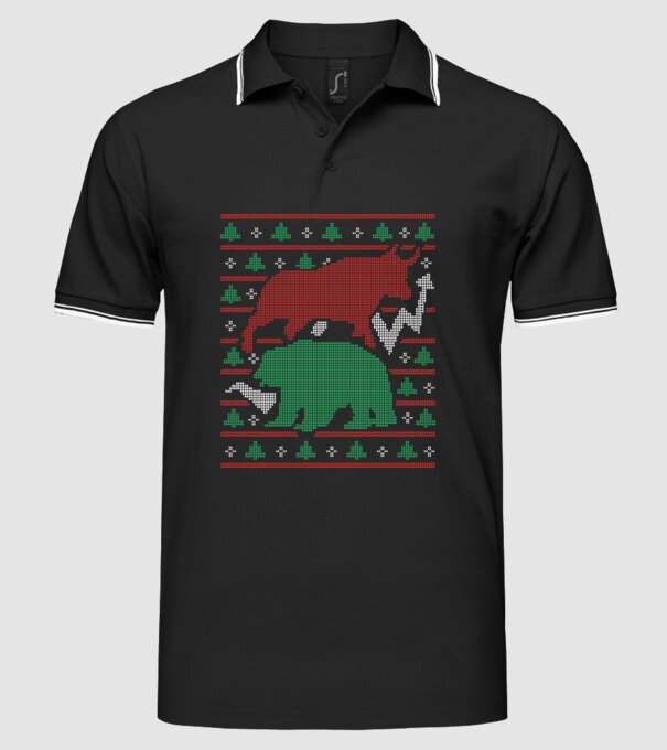 Pulover urât Bursa de valori model negru pe tricou