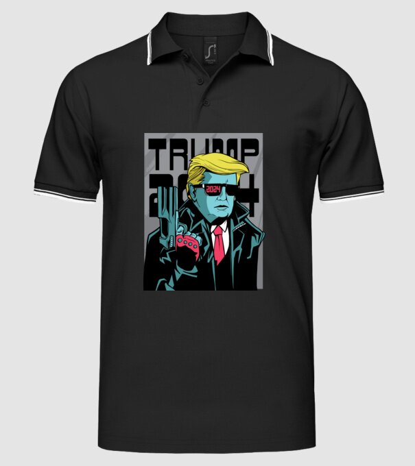 Trump Terminator 2024 model negru pe tricou