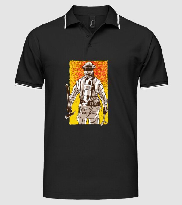Pompier model negru pe tricou