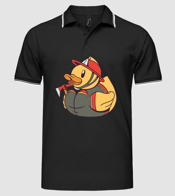 Rățușcă de cauciuc Pompier model negru pe tricou