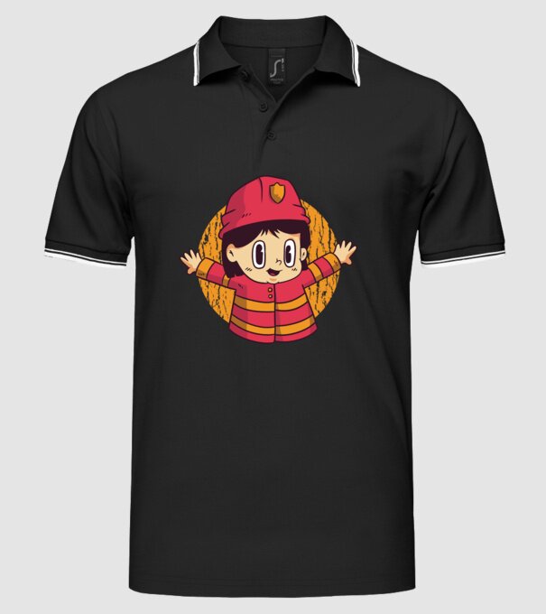 Pompier copil model negru pe tricou