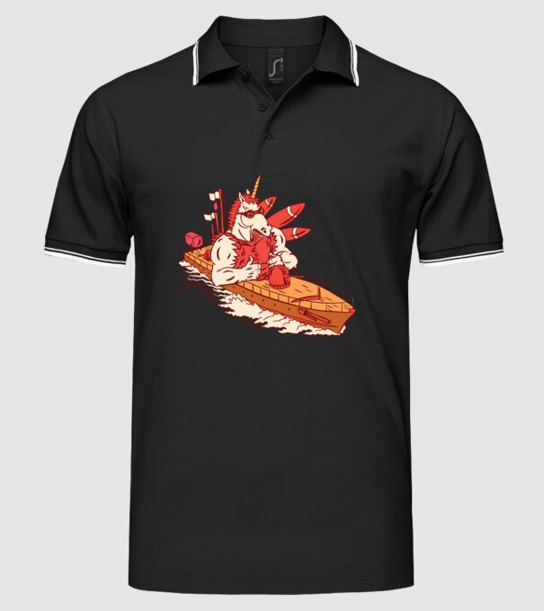 Unicorn Corabie de luptă model negru pe tricou