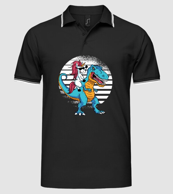 Unicorn cu dinozaur tricou amuzant model negru pe tricou
