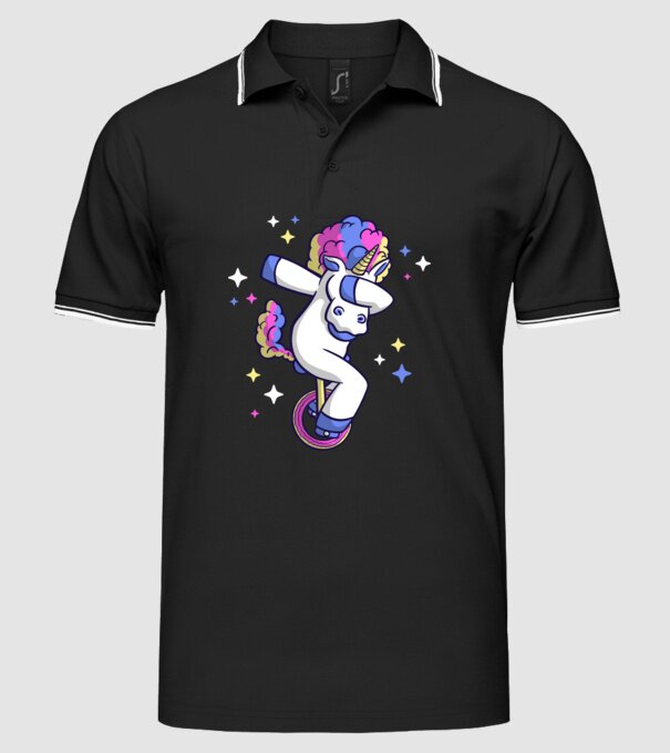 Unicorn pe monociclu model negru pe tricou