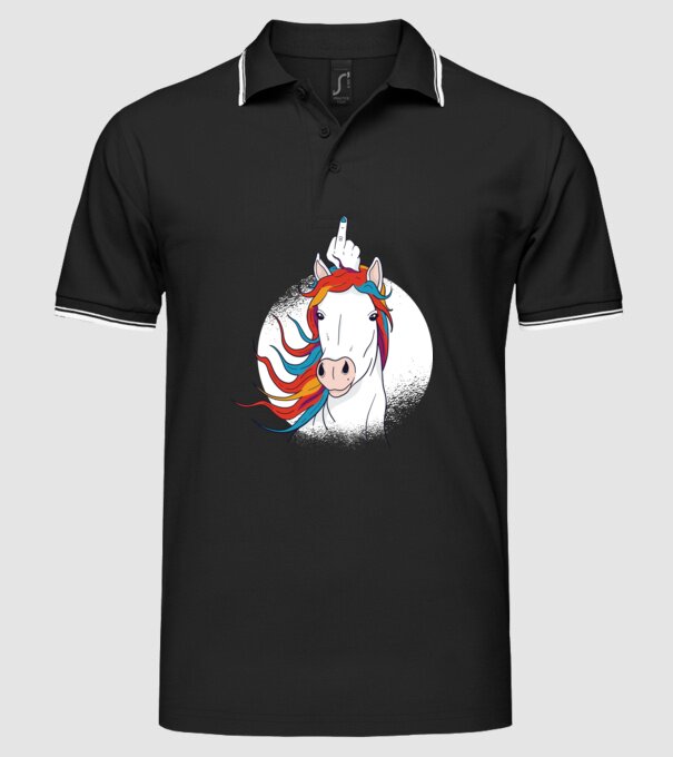 Unicorn Fuck Off model negru pe tricou