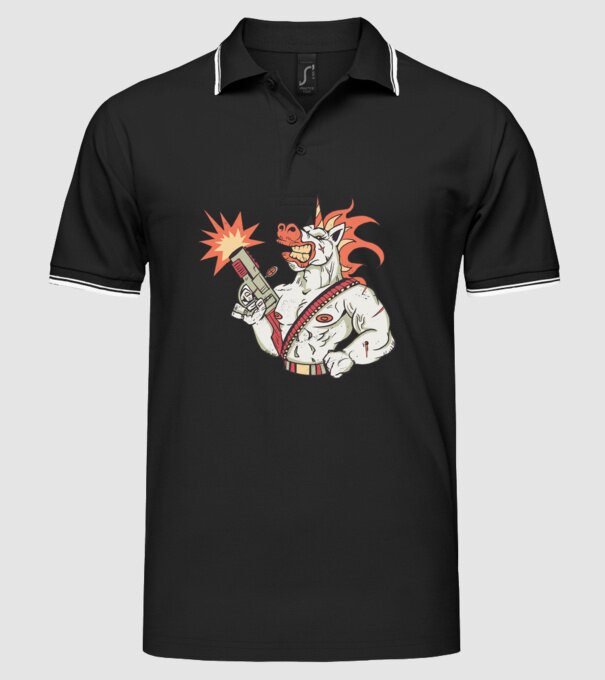 Unicorn Războinic model negru pe tricou
