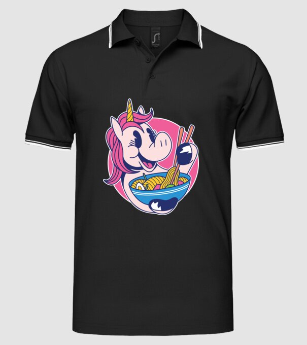 Unicorn Ramen model negru pe tricou