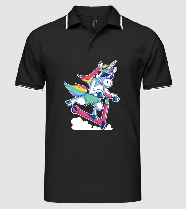 Unicorn cu trotinetă tricou amuzant model negru pe tricou