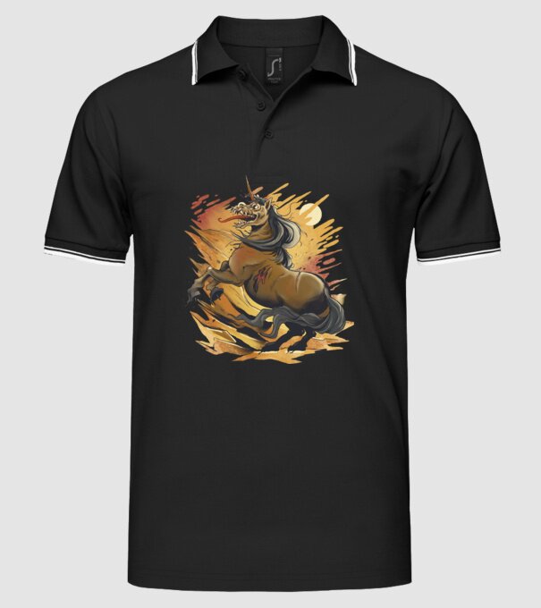 Unicorn Zombie model negru pe tricou