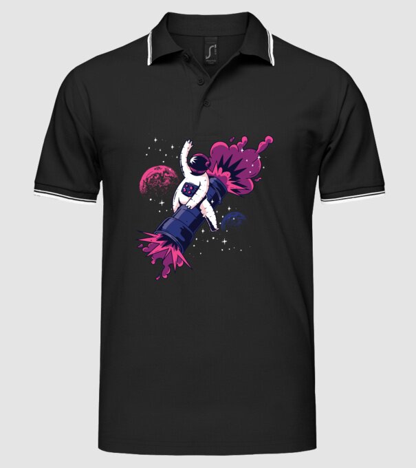 Astronaut Bazooka Rodeo model negru pe tricou