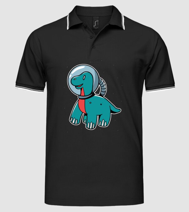 Dinozaur Astronaut model negru pe tricou