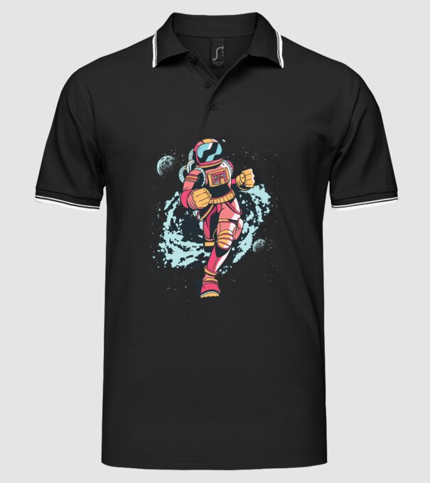 Alergare Astronaut model negru pe tricou