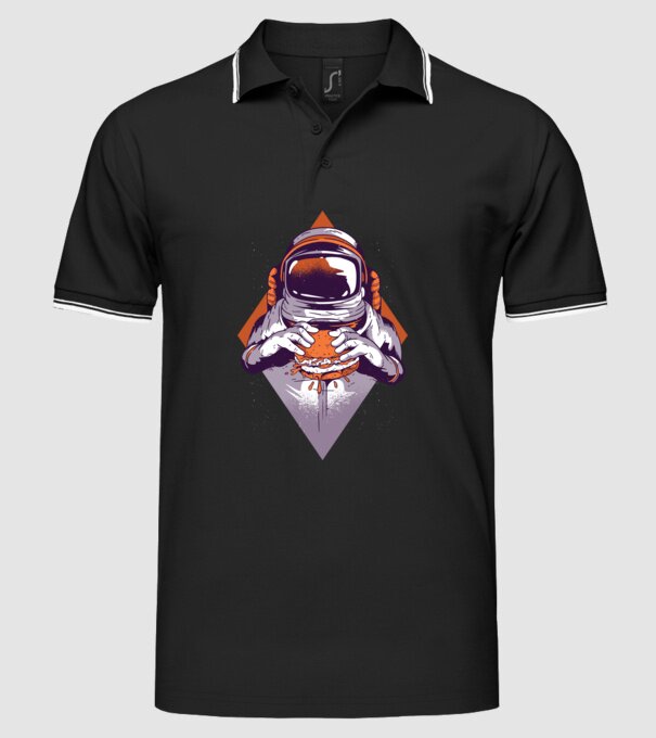 Hamburger Astronaut model negru pe tricou