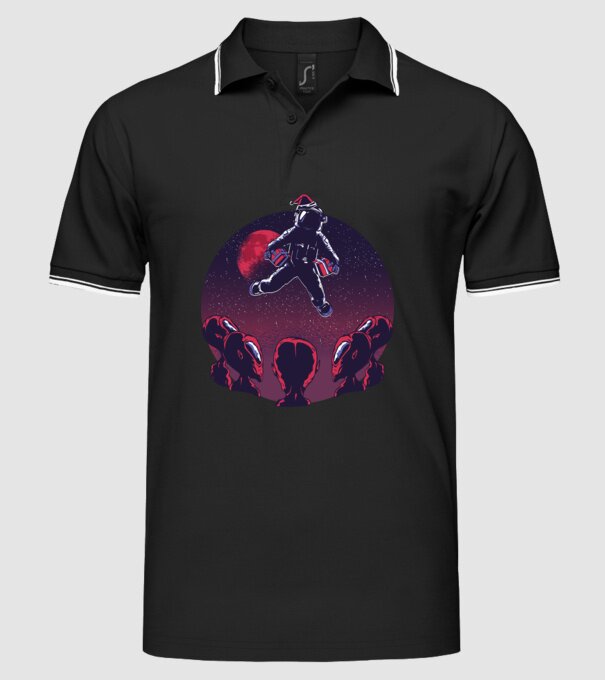 Moș Crăciun Astronaut model negru pe tricou