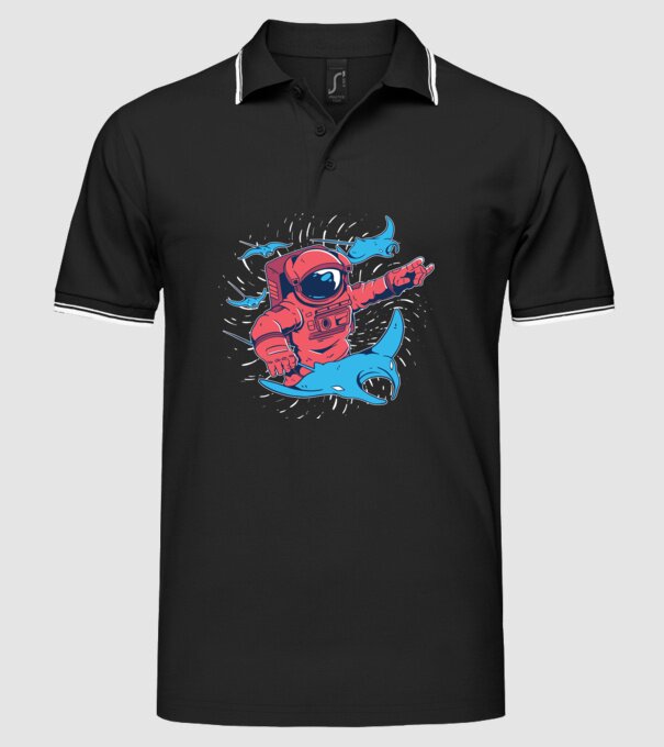 Diavol de mare gigant Astronaut model negru pe tricou