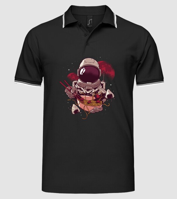 Astronaut Ramen model negru pe tricou