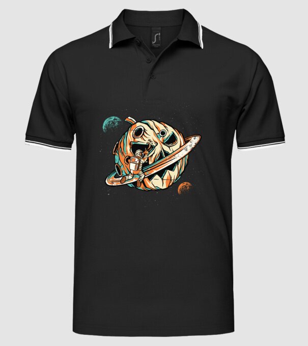 Astronaut cap de dovleac de Halloween model negru pe tricou