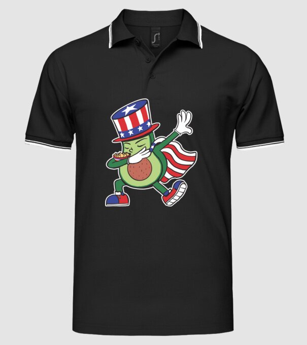 SUA Avocado DAB model negru pe tricou