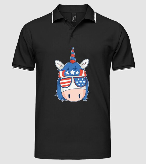 SUA unicorn model negru pe tricou