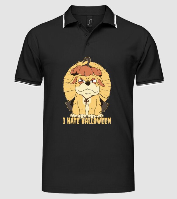 Urăsc Halloween cu câine model negru pe tricou