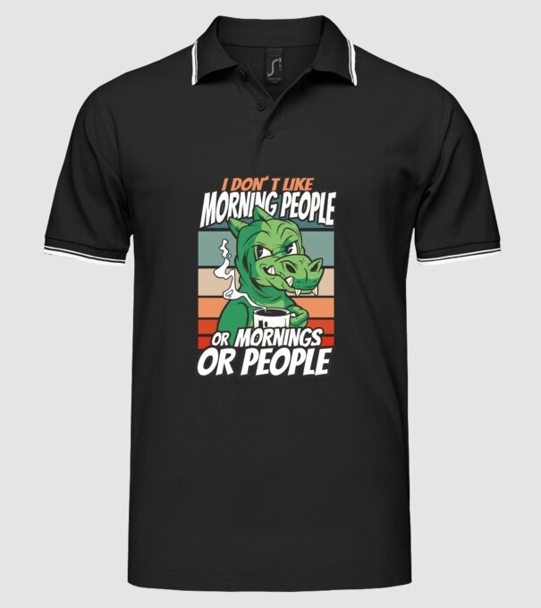 Urăsc diminețile și oamenii antisocial model negru pe tricou