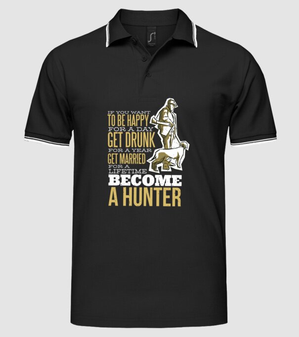 Citat Vânătoare model negru pe tricou