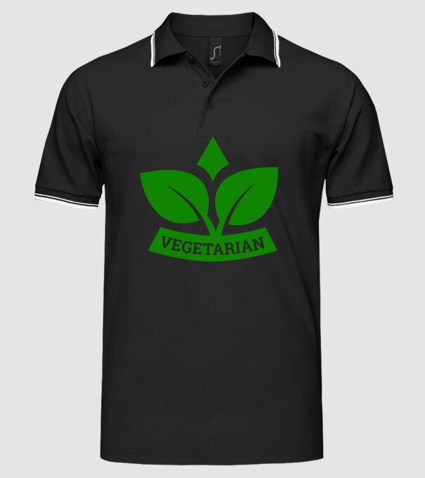 Vegetarian badge 1 model negru pe tricou