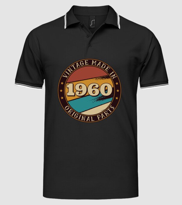 Vintage Made in 1960 Original Parts Retro Birthday model negru pe tricou