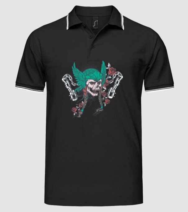 Vintage Craniu Viking model negru pe tricou
