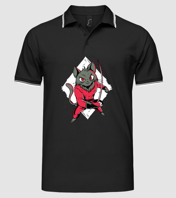 Pisică Scrimă model negru pe tricou